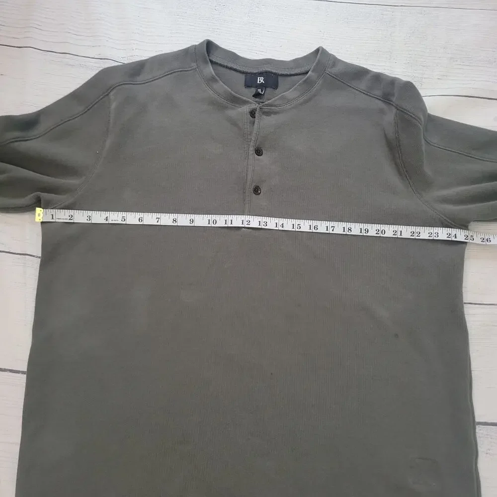 Banana Republic Size‎ XLT Ribbed Olive Green Long Sleeve Henley Classic Casual